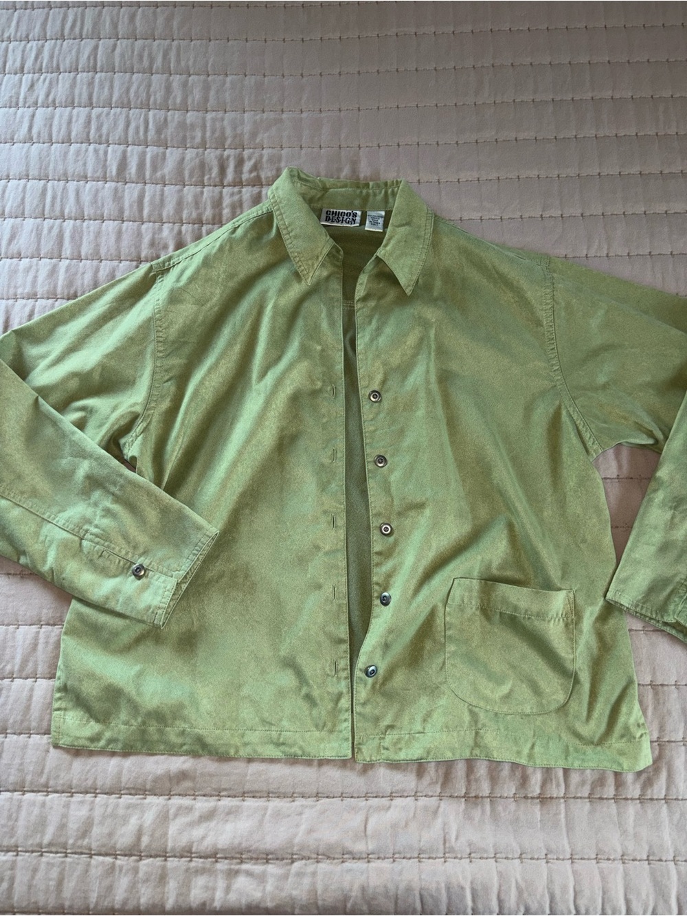 Chico's Light Green Button-Front Utility Jacket